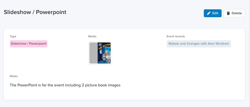 Screenshot of the details view