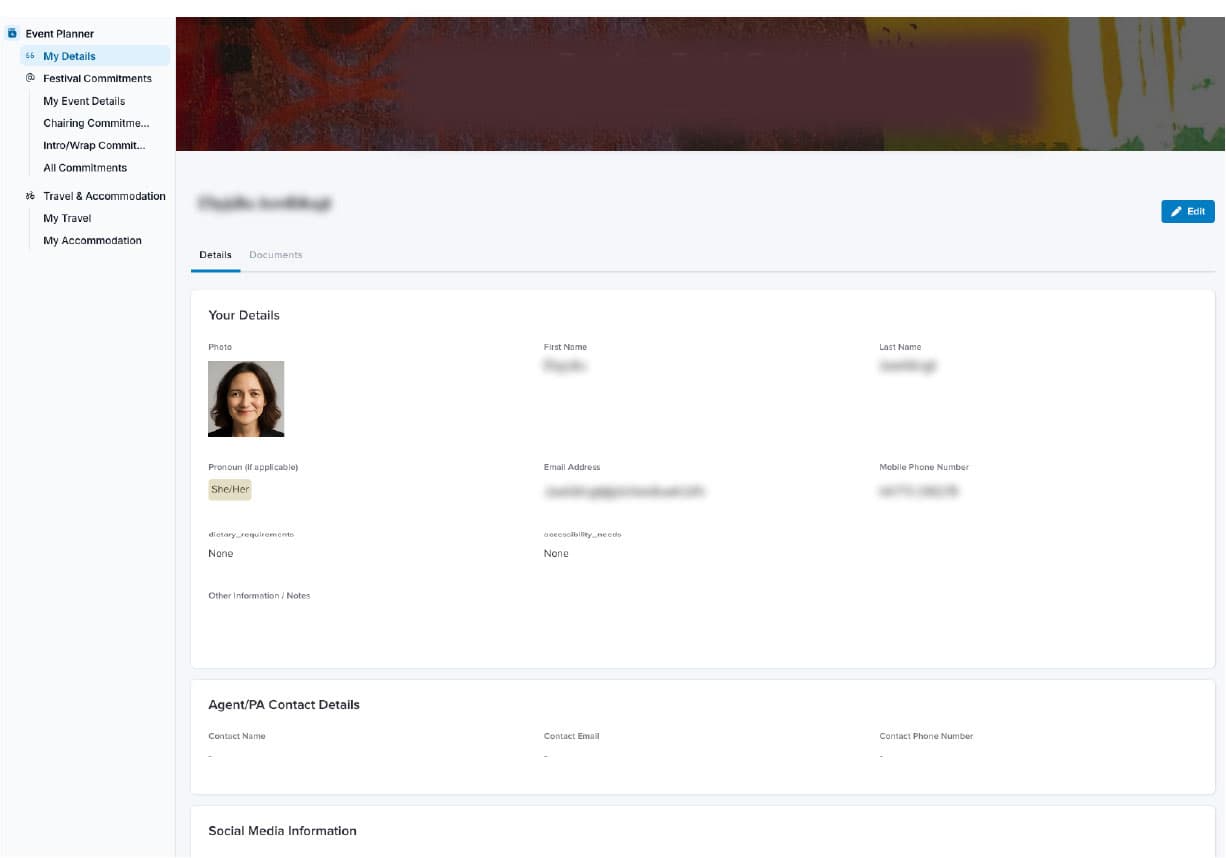 Screenshot of the details view