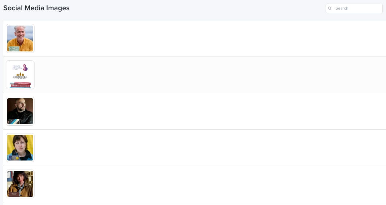 Screenshot of Social Media Images view