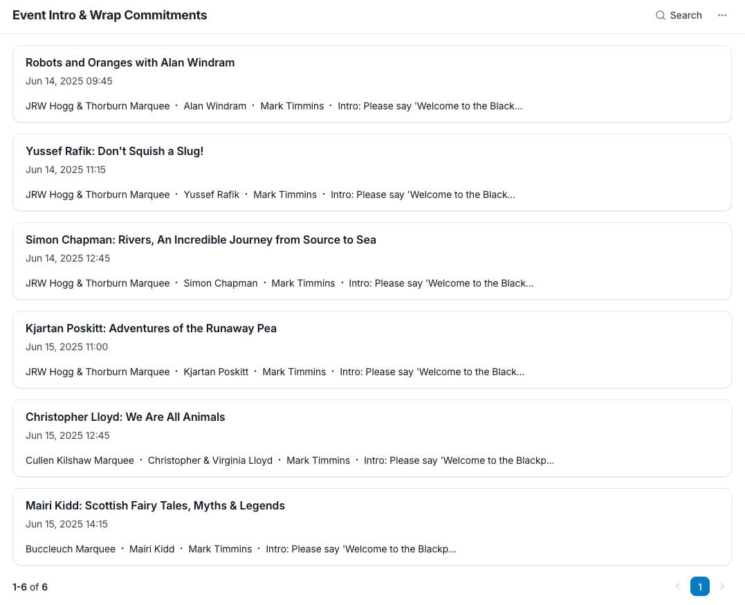 Intro/Wrap Commitments View
