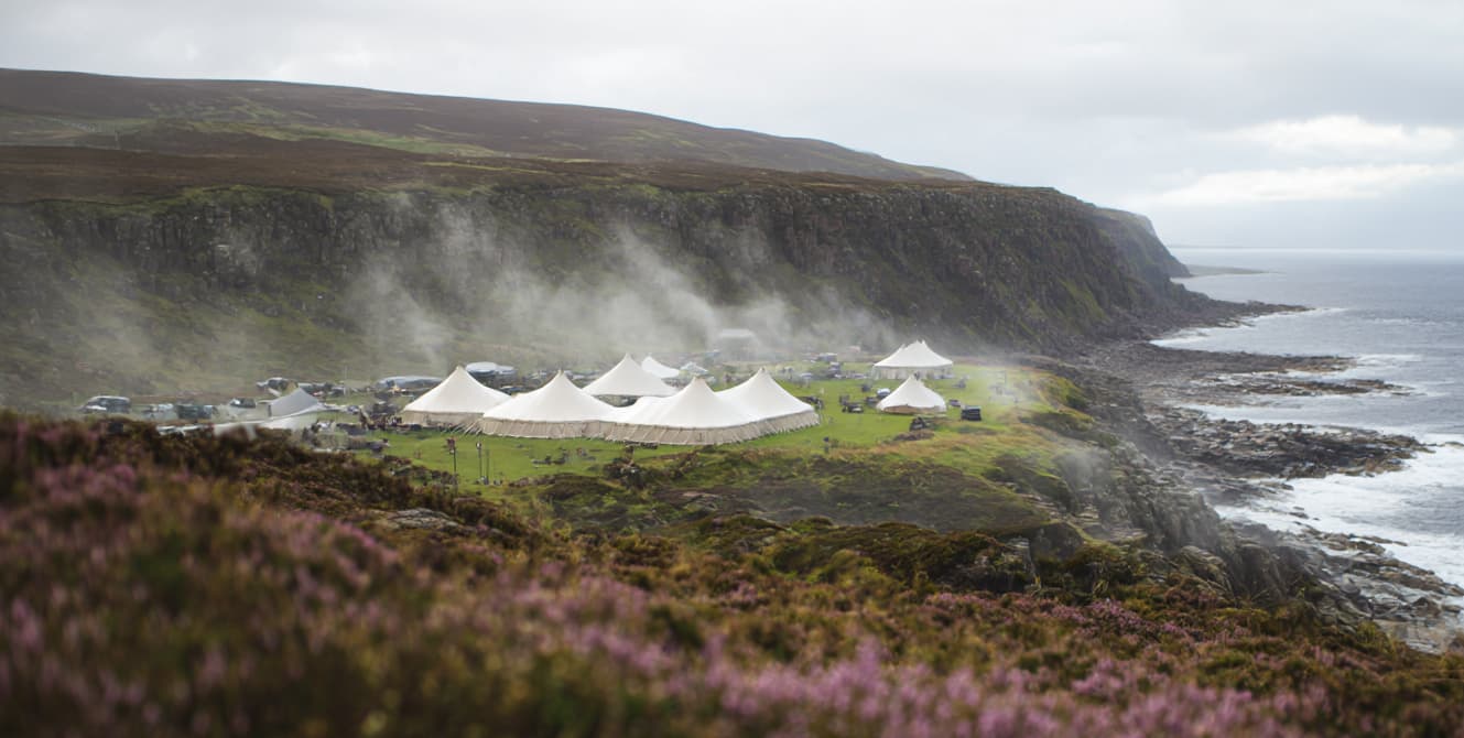 Literary festival tents on a Scottish clifftop
