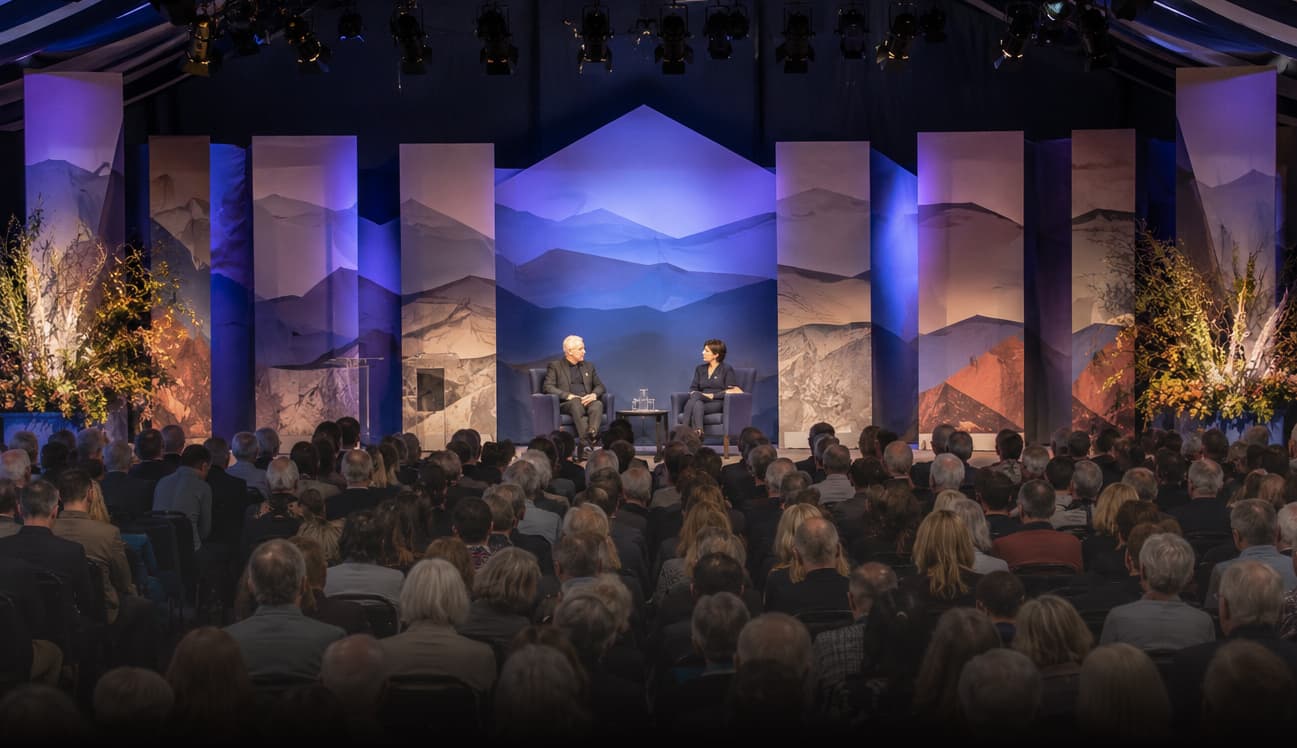 Literary festival tents on a Scottish clifftop