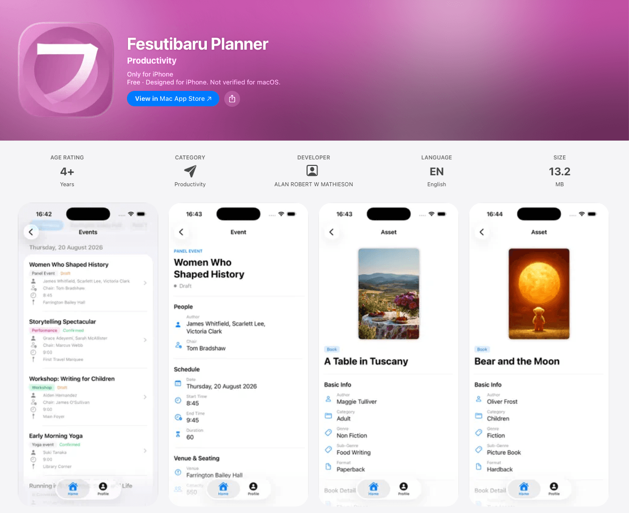 Planner mobile app showing a role-based home screen